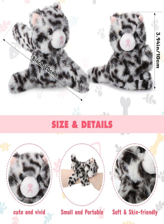 Liliful 8 Pack Kids Plush Gifts Stuffed Animal Cat Slap Bracelets, Valentine Galentines 8 Inch Wrist Cute Snap Bracelet Birthday for Boys Girls Child Bulk Item Pet Adoption Party Favors(Kittens) - Image 2